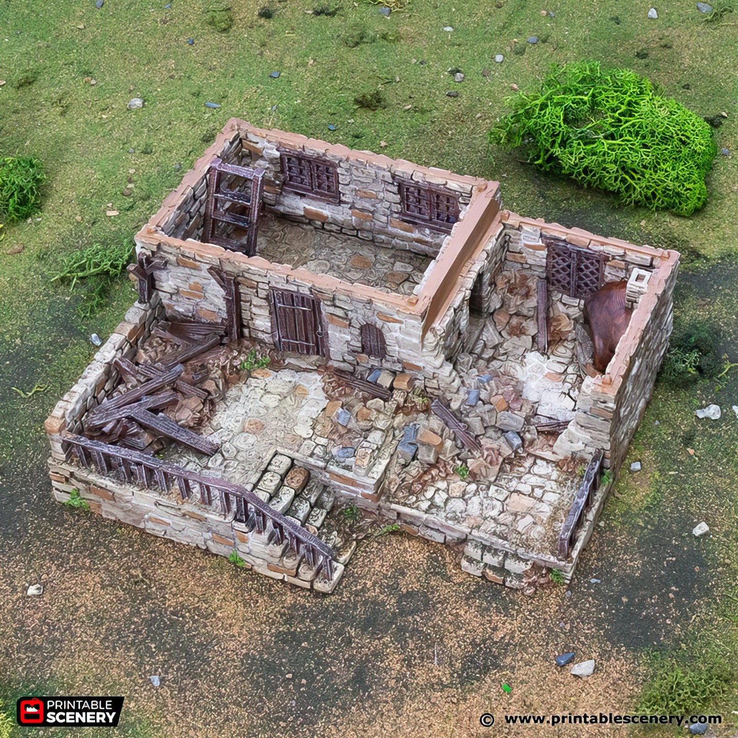 Ruined Stone House Tabletop Scatter Terrain Historical Baker Printable Scenery Fantasy RPG Dungeon Tile Norman King Medieval Railway Model