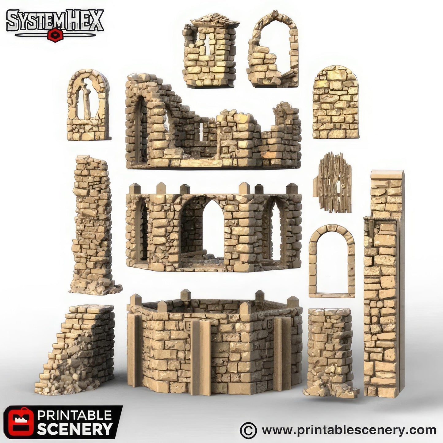 HEX Castle Ruined Keep Tower