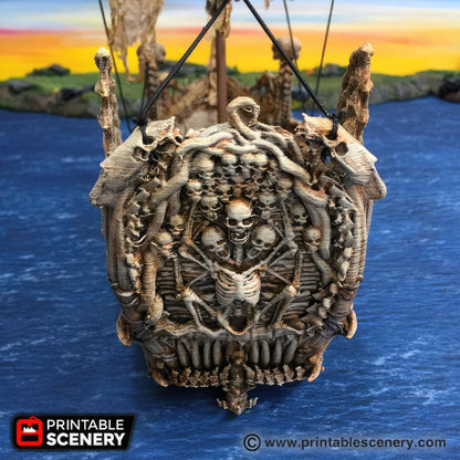 Undead Ship Tabletop Boat Vehicle Battle Large Fluyt Roleplaying Game Terrain Pirate Ocean Voyage Printable Scenery Fantasy RPG Wargaming