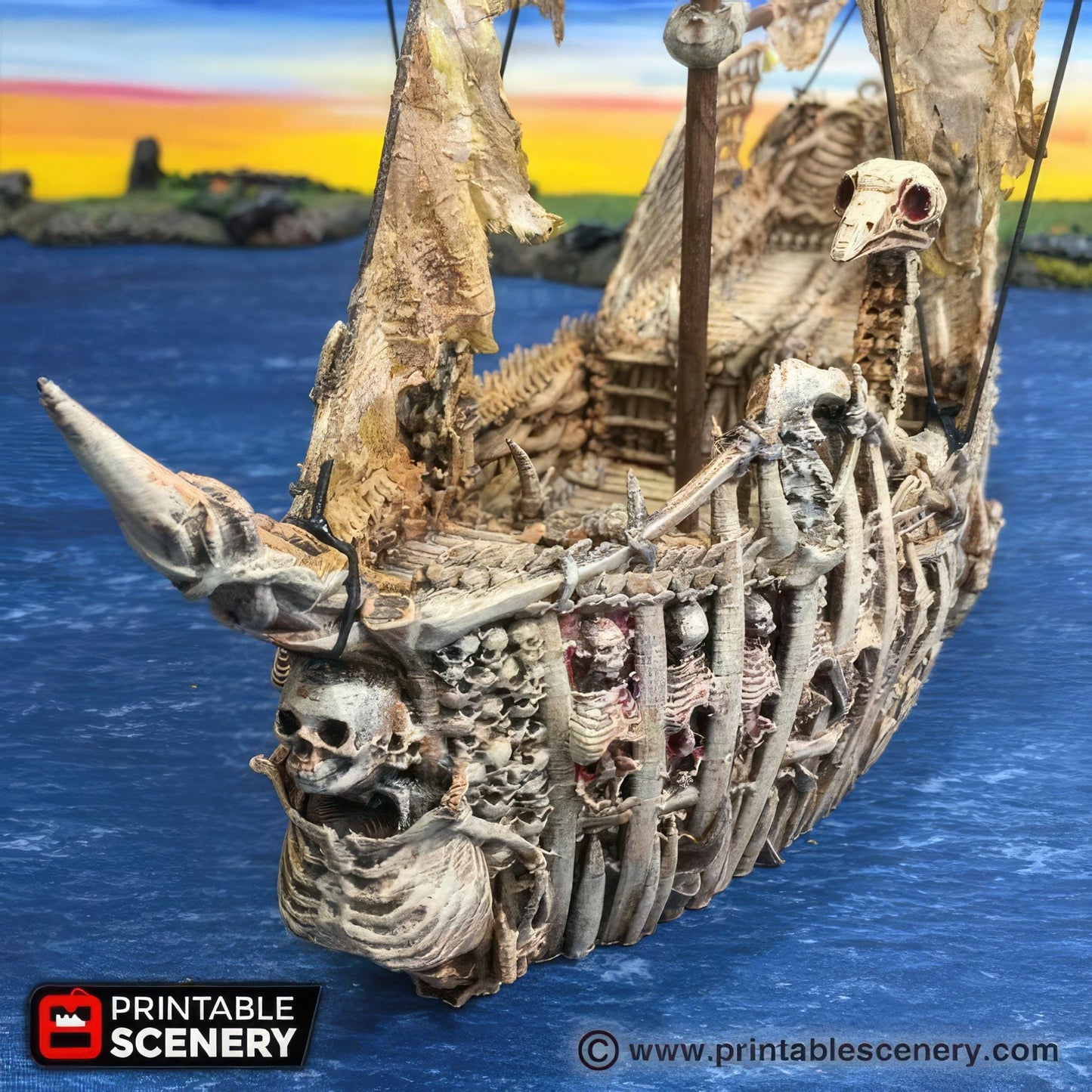 Undead Ship Tabletop Boat Vehicle Battle Large Fluyt Roleplaying Game Terrain Pirate Ocean Voyage Printable Scenery Fantasy RPG Wargaming